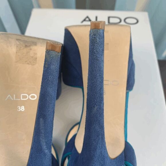 Aldo Womens Detamble Peep Toe High Heels Ankle Strap Blue EU 38 - Picture 5 of 13